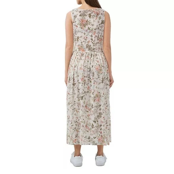 Frye Midi Dress M Button Down Floral Sleeveless Pockets Prairie Cottage Core - Picture 2 of 10